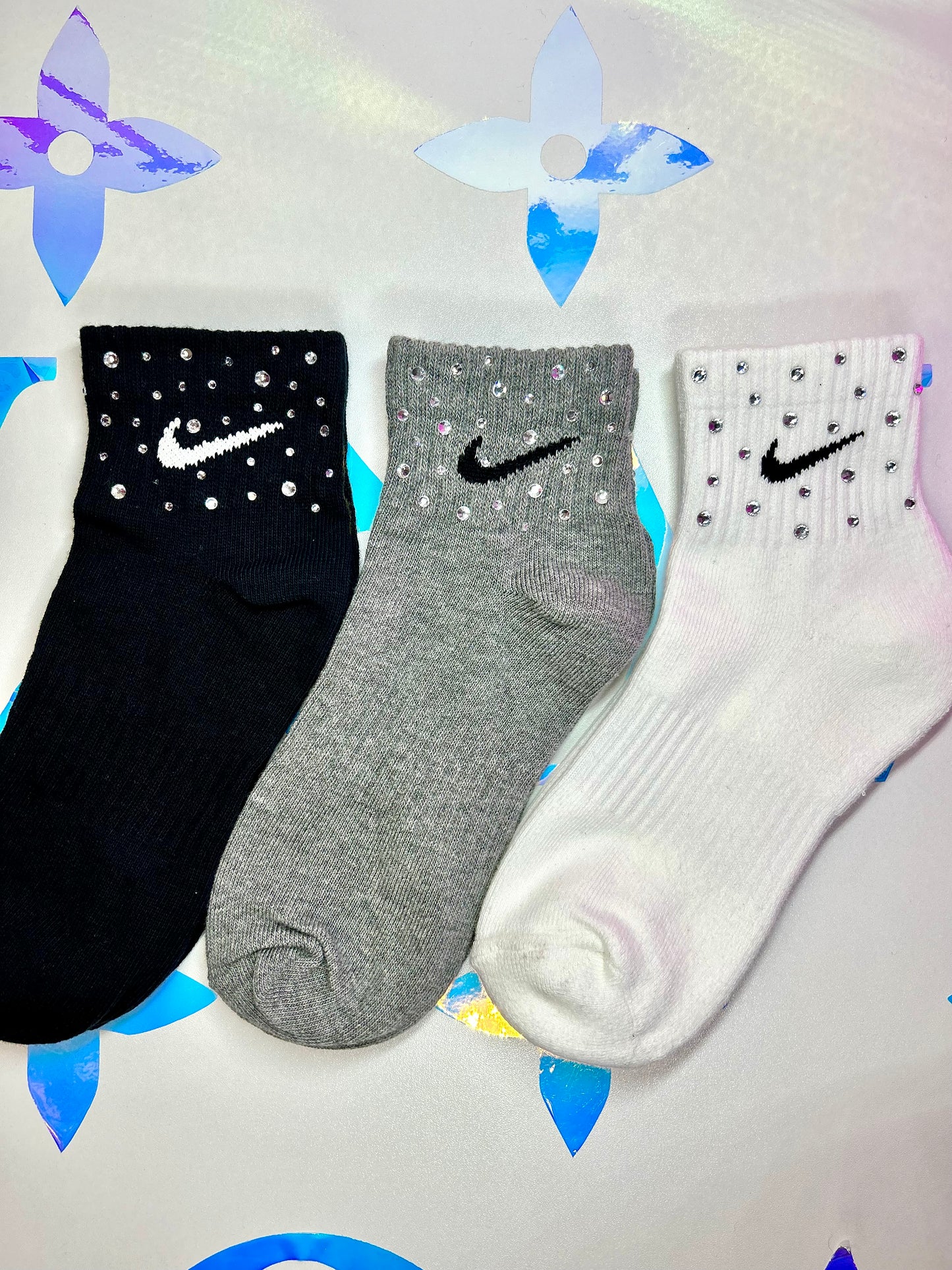 ANKLE SOCKS - CLEAR CRYSTAL ☆ 3 PAIRS ☆