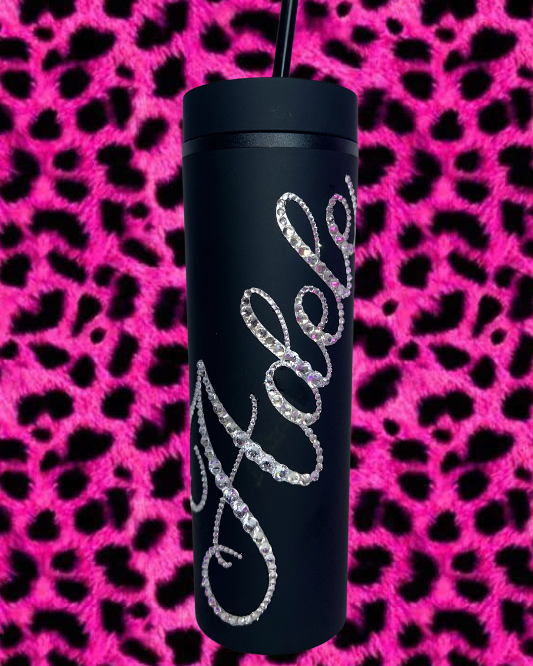 Bling Tumbler - Black - Clear Crystal