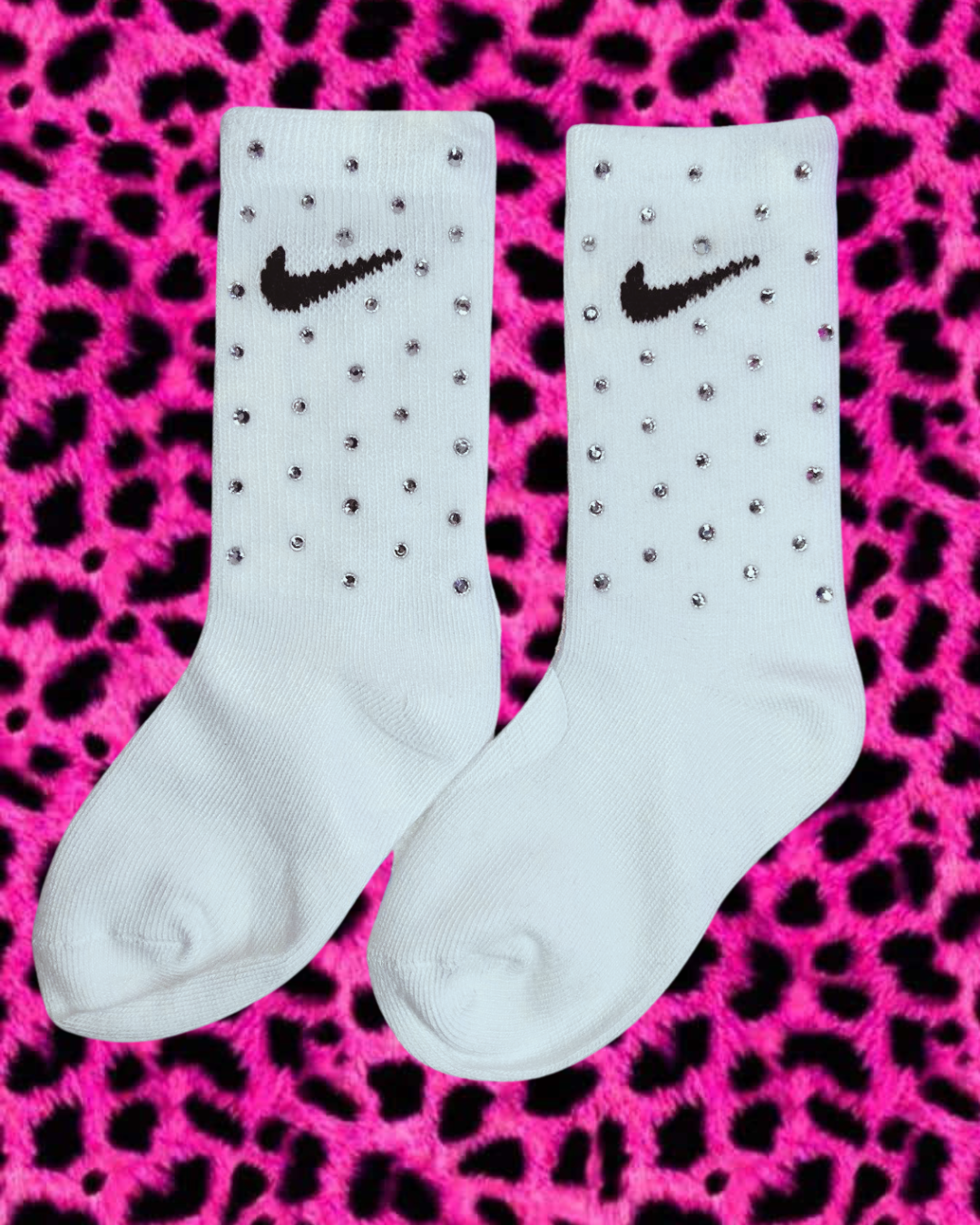 Junior Crew Socks - Clear Crystal - White