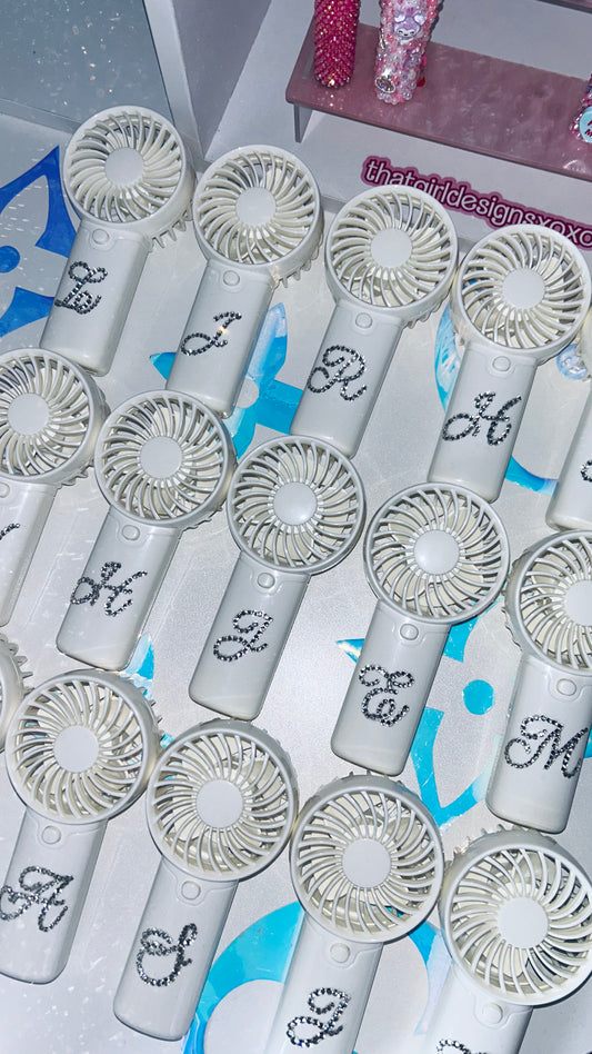 PERSONALISED ELECTRIC FAN WITH BLING INITIAL