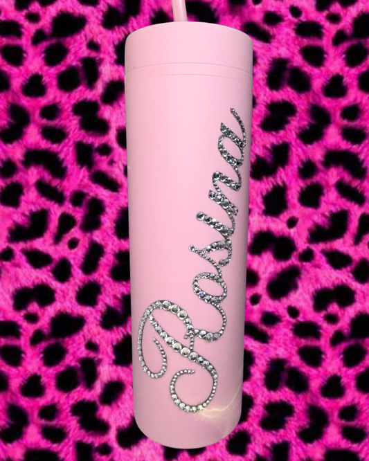 Bling Tumbler - Light Pink - Clear Crystal