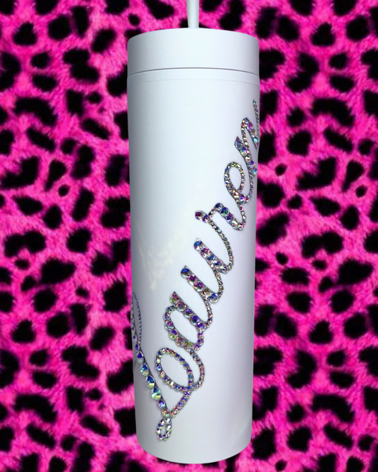 Bling Tumbler - White - Rainbow Sparkle
