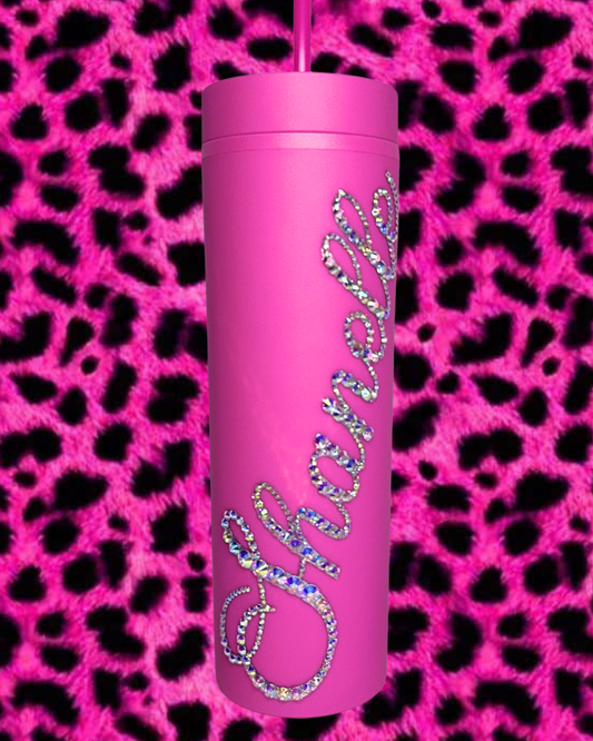 Bling Tumbler - Hot Pink - Rainbow Sparkle