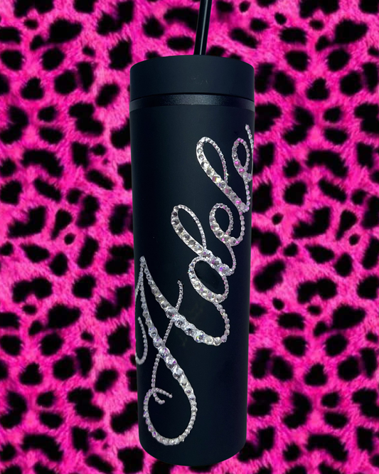 Bling Tumbler - Black - Clear Crystal
