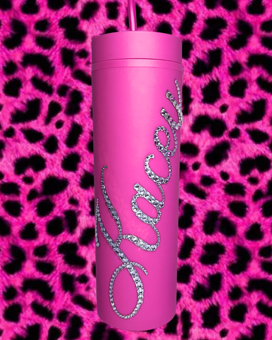 Bling Tumbler - Hot Pink - Clear Crystal