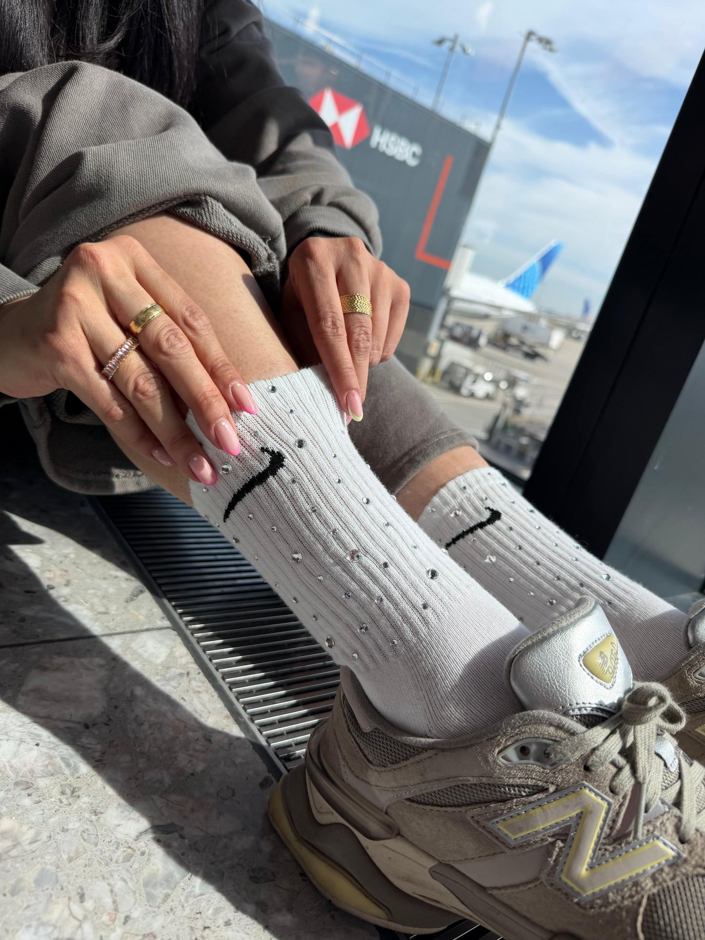 CREW SOCKS - WHITE - CLEAR CRYSTAL