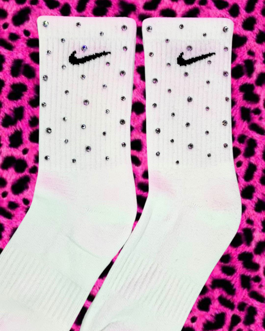 Crew Socks - Clear Crystal - White