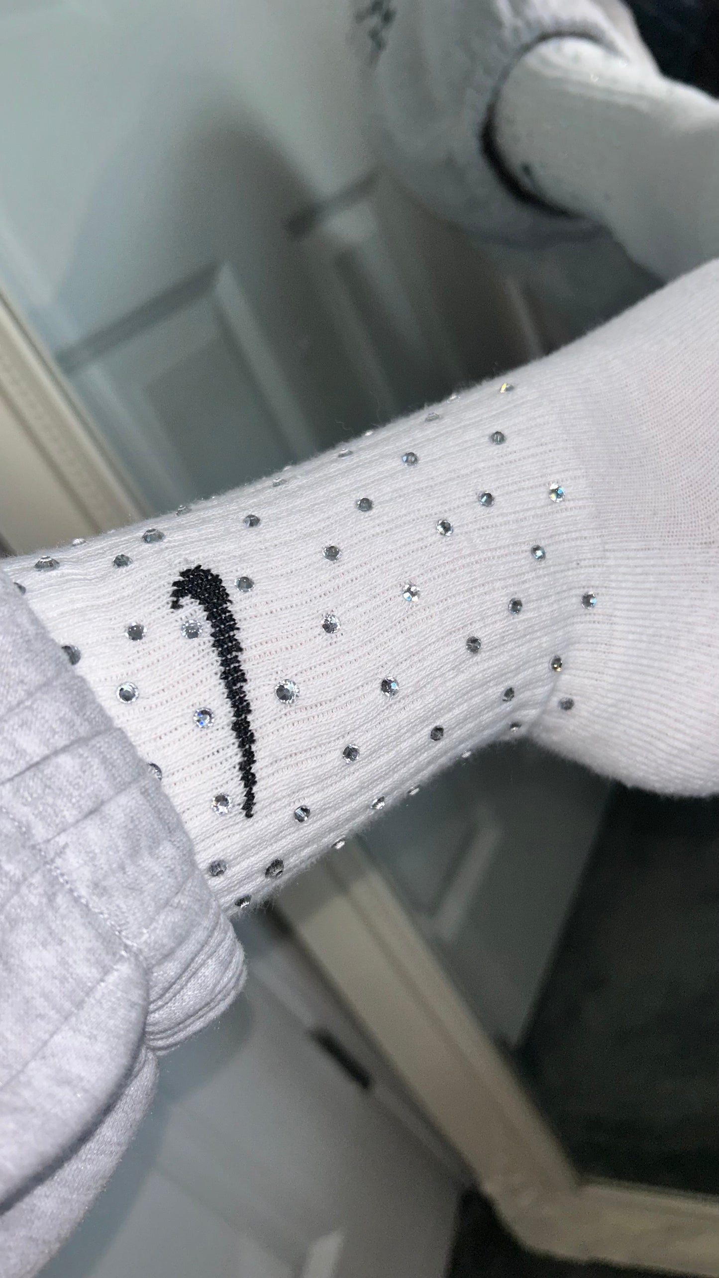 CREW SOCKS - WHITE - CLEAR CRYSTAL