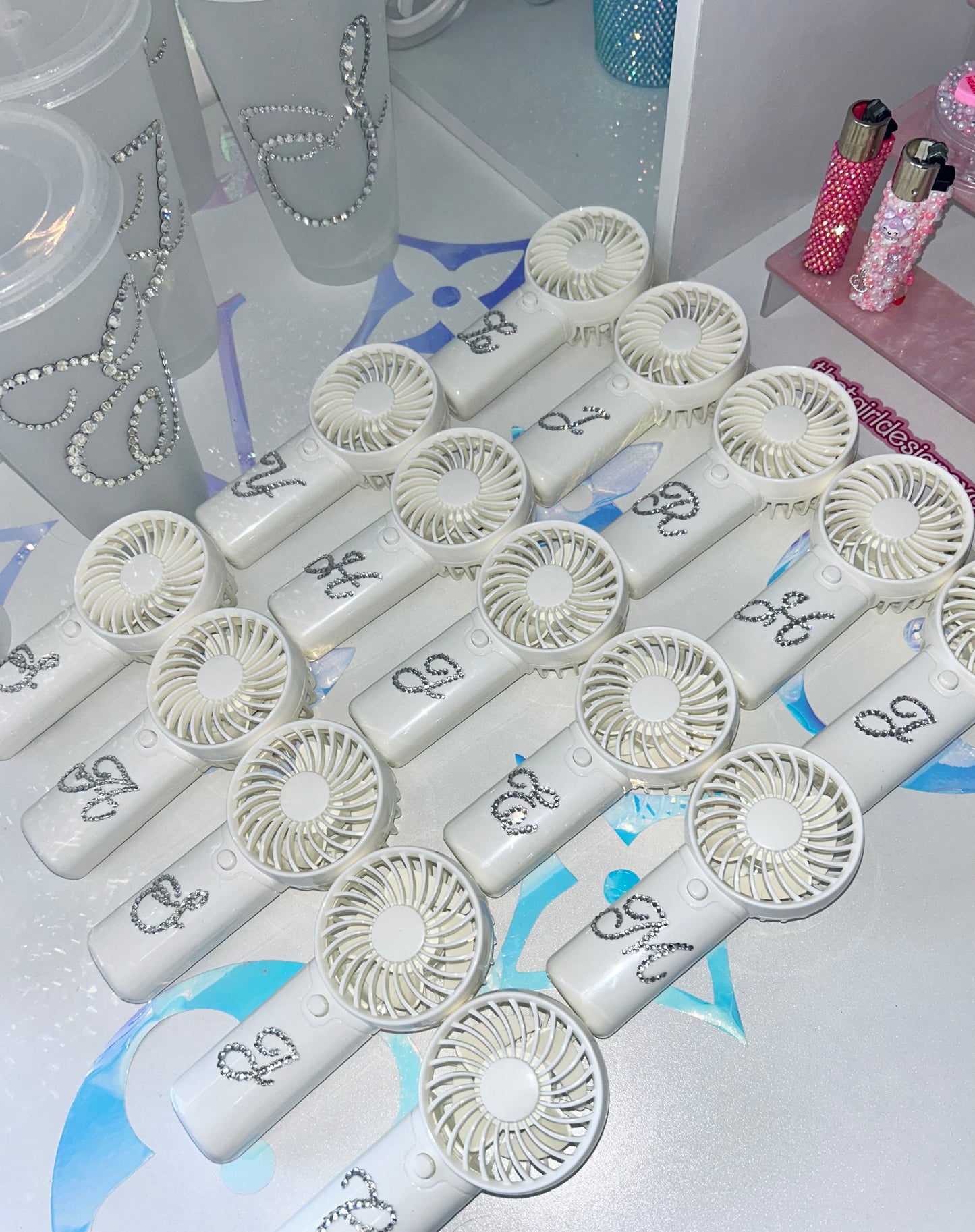 PERSONALISED ELECTRIC FAN WITH BLING INITIAL