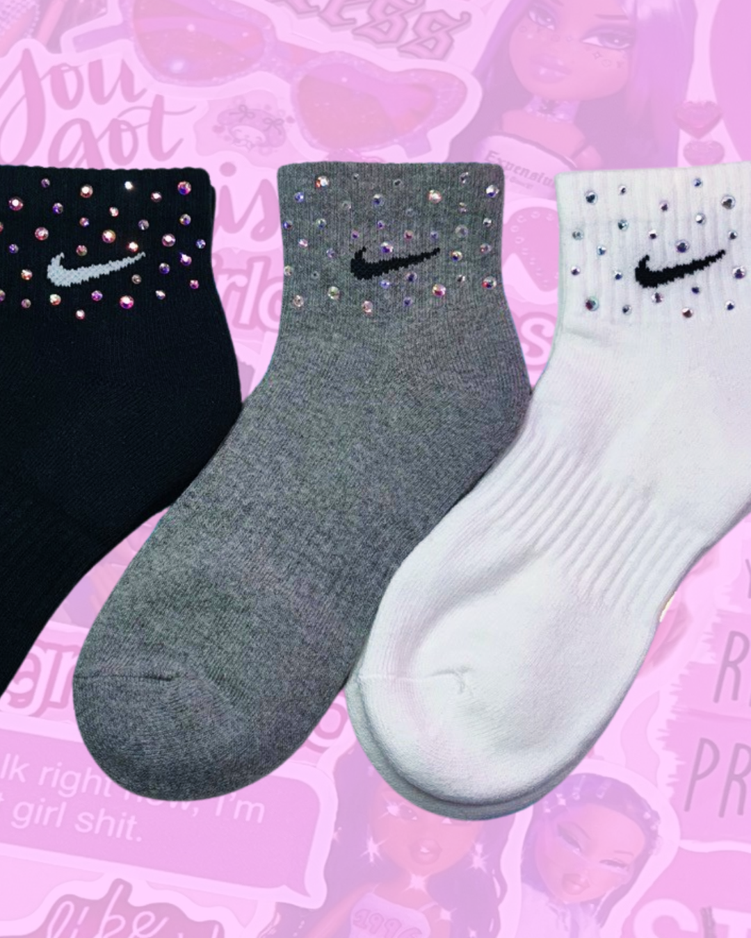 ANKLE SOCKS - RAINBOW SPARKLE ☆ 3 PAIRS ☆