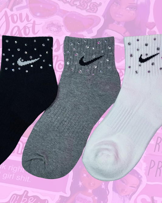 ANKLE SOCKS - CLEAR CRYSTAL ☆ 3 PAIRS ☆