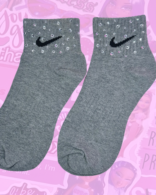ANKLE SOCKS - GREY - CLEAR CRYSTAL