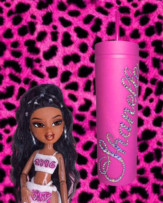 Bling Cup 16oz - Barbie Pink - Rainbow Sparkle