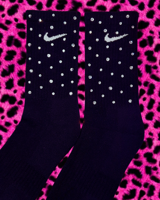 Crew Socks - Clear Crystal - Black