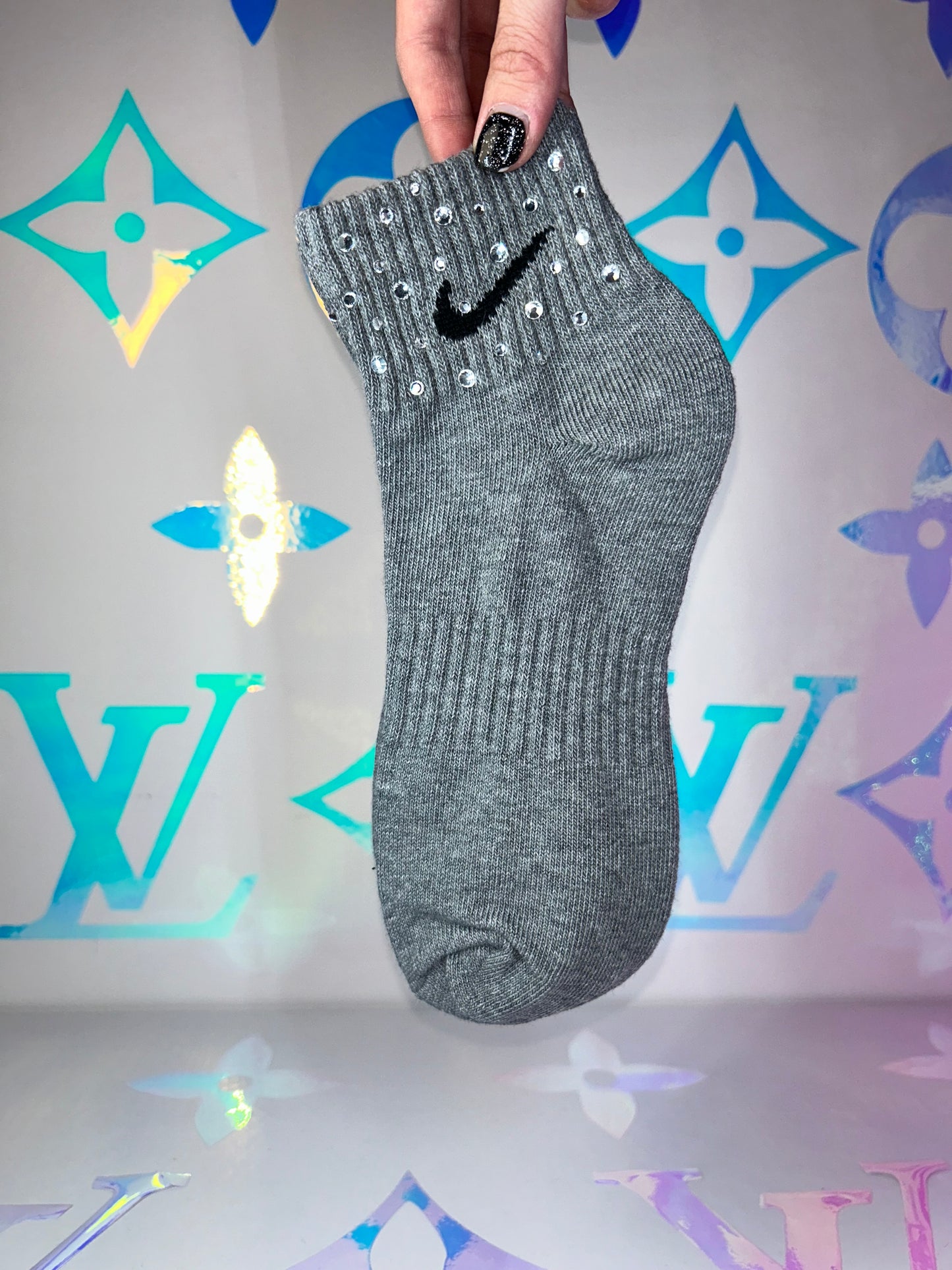 Ankle Socks - Clear Crystal - Grey
