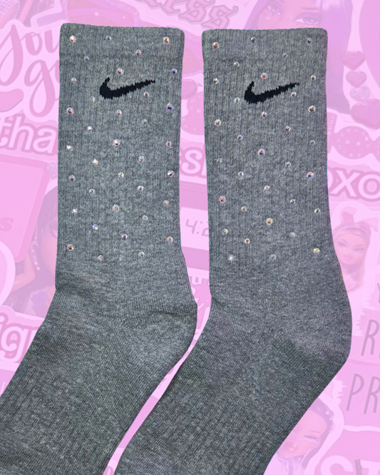 CREW SOCKS - GREY - RAINBOW SPARKLE