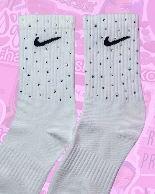 CREW SOCKS - WHITE - RAINBOW SPARKLE