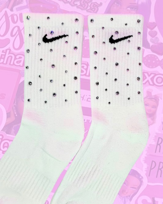 CREW SOCKS - WHITE - CLEAR CRYSTAL