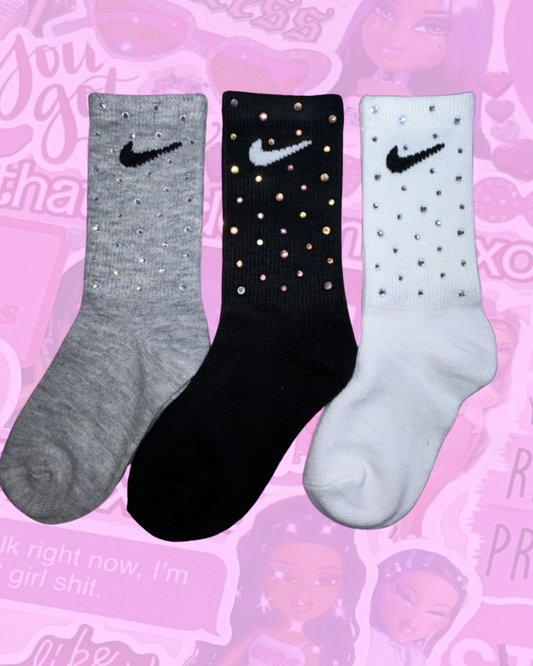 JUNIOR CREW SOCKS - RAINBOW SPARKLE ☆ 3 PAIRS ☆