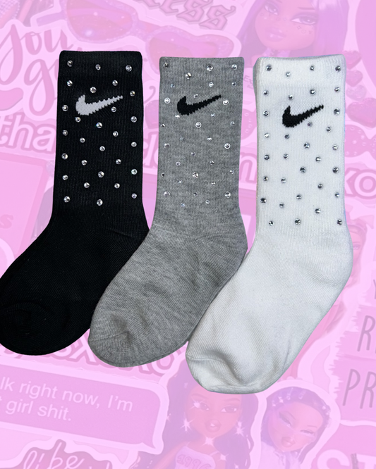 JUNIOR CREW SOCKS - CLEAR CRYSTAL ☆ 3 PAIRS ☆