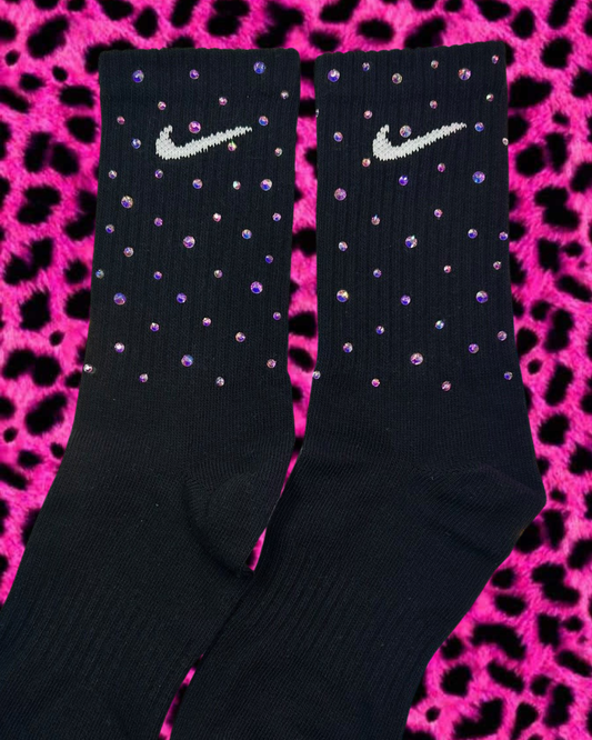 Crew Socks - Rainbow Sparkle - Black