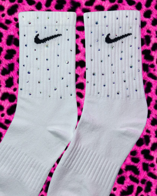 Crew Socks - Rainbow Sparkle - White