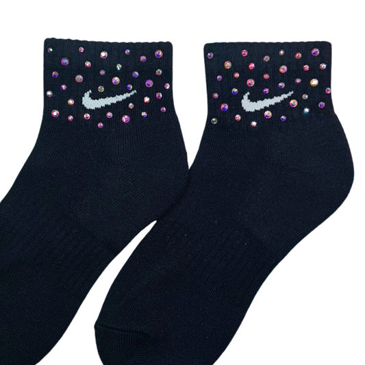 ANKLE SOCKS - BLACK - RAINBOW SPARKLE