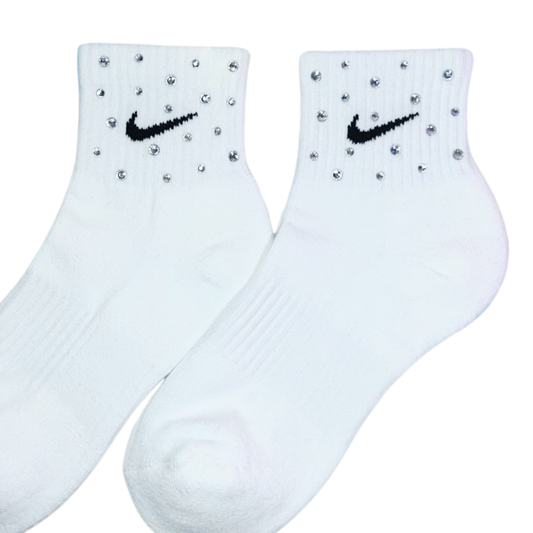 ANKLE SOCKS - WHITE - CLEAR CRYSTAL