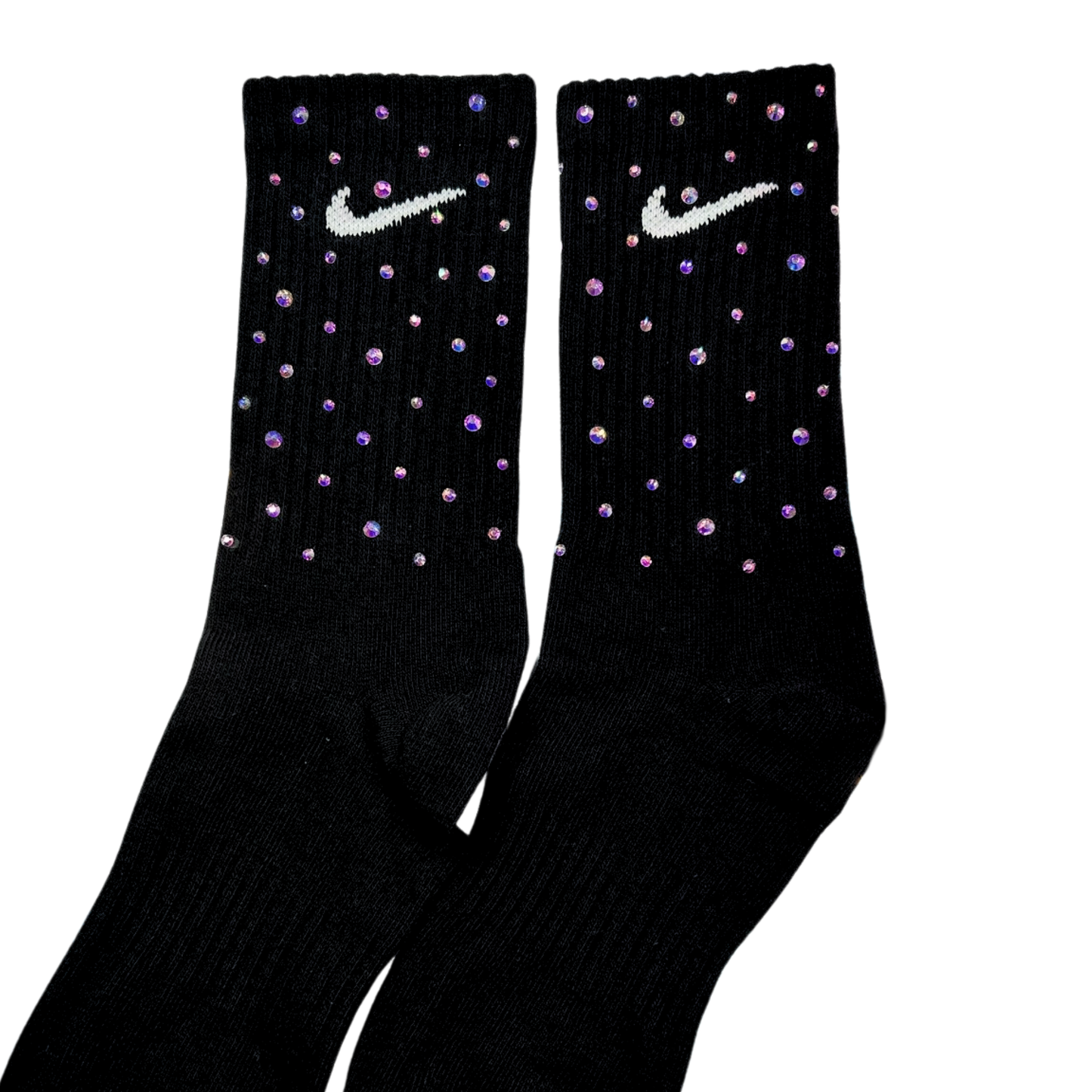CREW SOCKS - BLACK - RAINBOW SPARKLE