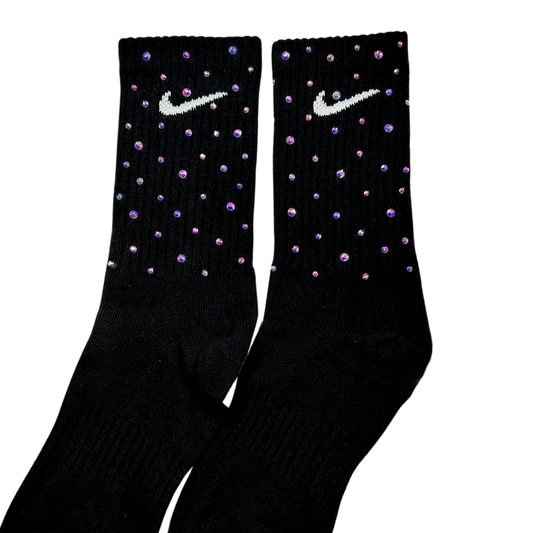 CREW SOCKS - BLACK - RAINBOW SPARKLE