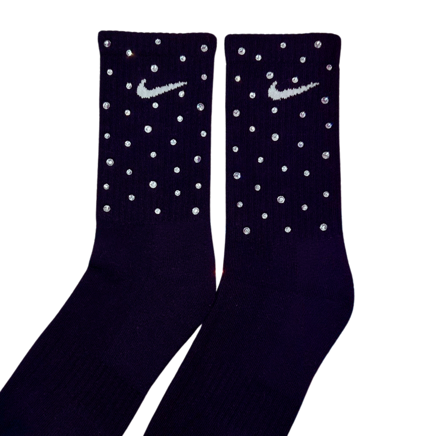 CREW SOCKS - BLACK - CLEAR CRYSTAL