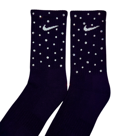 CREW SOCKS - BLACK - CLEAR CRYSTAL