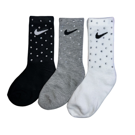 JUNIOR CREW SOCKS - CLEAR CRYSTAL ☆ 3 PAIRS ☆