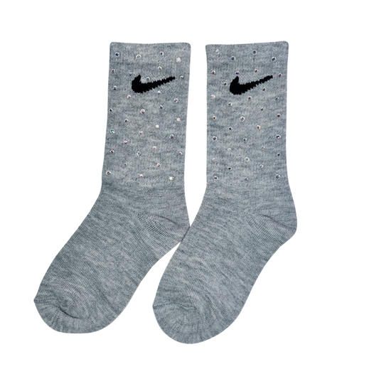 JUNIOR CREW SOCKS - GREY - RAINBOW SPARKLE
