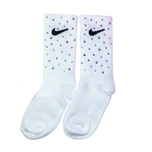 JUNIOR CREW SOCKS - WHITE - RAINBOW SPARKLE
