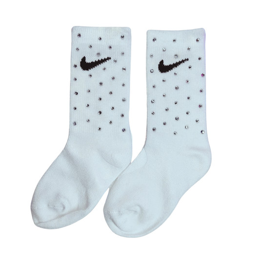 JUNIOR CREW SOCKS - WHITE - CLEAR CRYSTAL