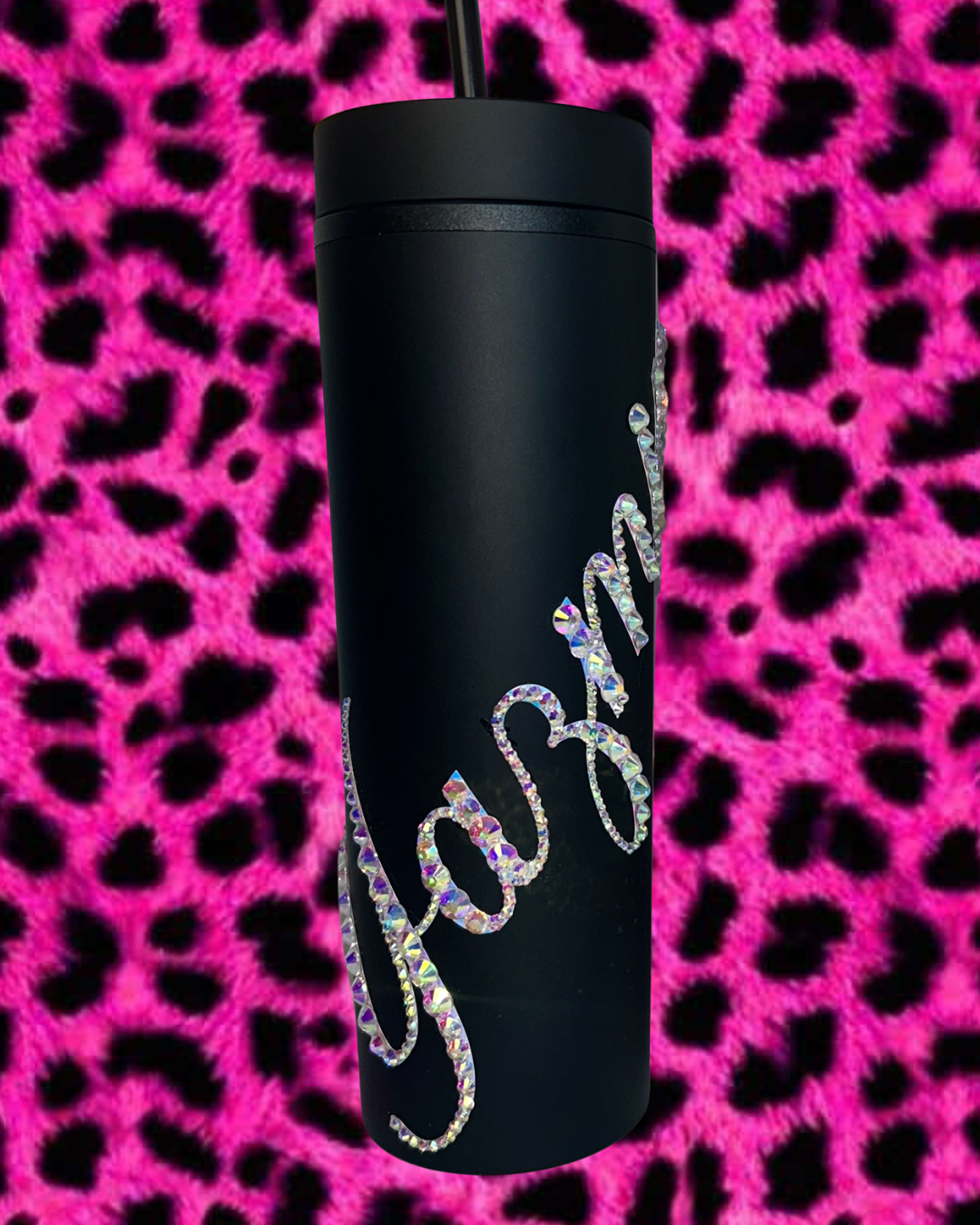 Bling Tumbler - Black - Rainbow Sparkle