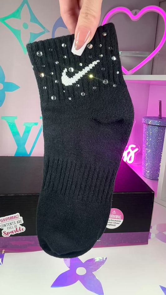 ANKLE SOCKS - BLACK - CLEAR CRYSTAL