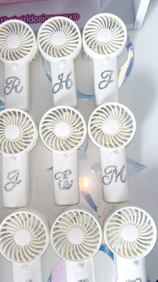 PERSONALISED ELECTRIC FAN WITH BLING INITIAL