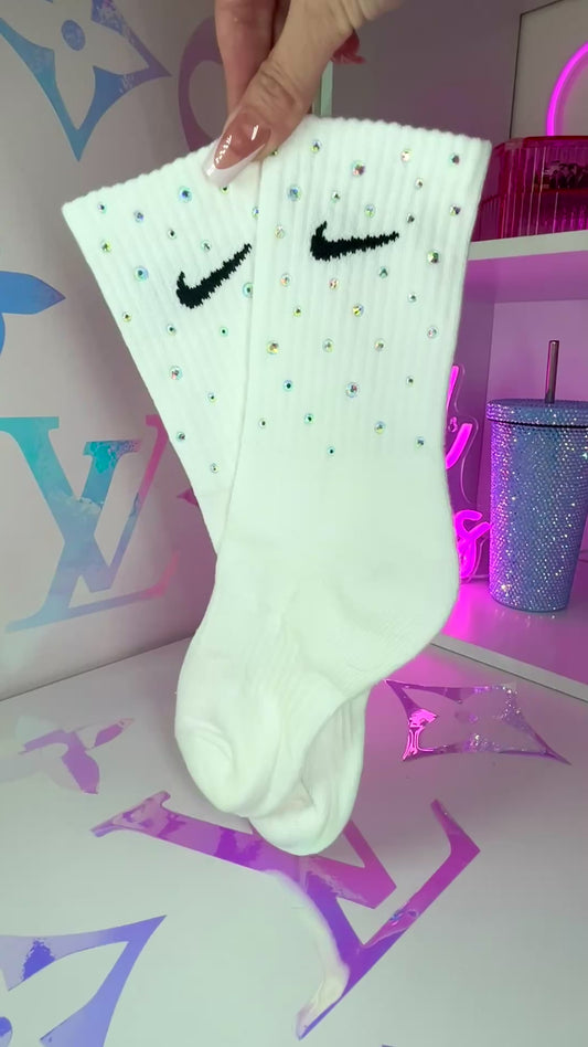 CREW SOCKS - WHITE - RAINBOW SPARKLE